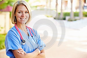 Outdoor Portrait Of Female Nurse