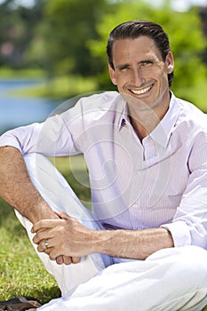 Outdoor Portrait of Handsome Middle Aged Man