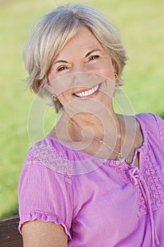 Outdoor Portrait Happy Senior Woman