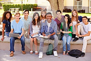 Outdoor Portrait Of High School Students On Campus