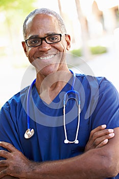 Outdoor Portrait Of Male Nurse