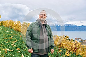 Outdoor portrait of middle age 55 - 60 year old man