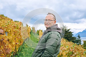 Outdoor portrait of middle age 55 - 60 year old man