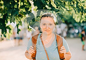 Outdoor portrait of middle age woman