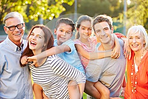 Outdoor Portrait Of Multi-Generation Family In Park