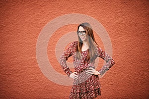 Outdoor portrait of pretty young woman