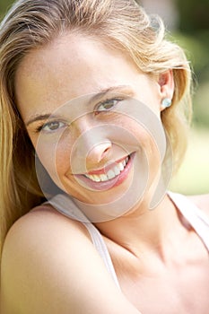 Outdoor Portrait Of Smiling Woman