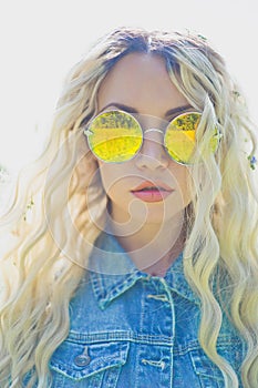 Outdoor portrait of young hippie woman