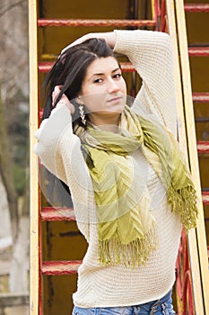 Outdoor portrait of young pretty beautiful woman