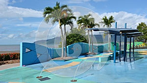 Outdoor public water park at Cairns Esplanade in Queensland Australia