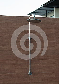 The outdoor rain shower on wall