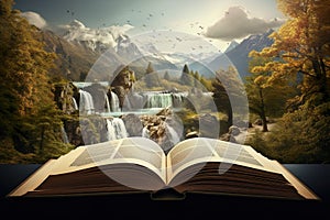 Outdoor Reading: Book Unfolded Amidst Nature\'s Beauty