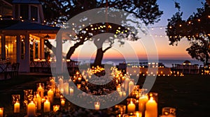 The outdoor reception is aglow with an array of candles from towering tapered candles to delicate tea lights tered photo