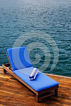 Outdoor reclining seat on deck