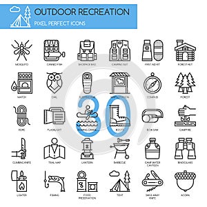Outdoor Recreation , thin line icons set
