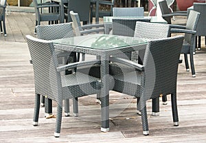 Outdoor restaurant table and chairs