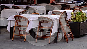 Outdoor restaurant tables and chairs