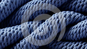 An outdoor rope of blue fabric is tightly woven together