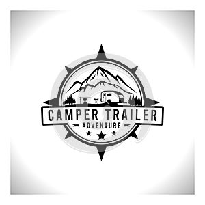 outdoor rv camping, camper trailer logo