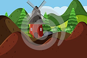 An outdoor scene with wildmill
