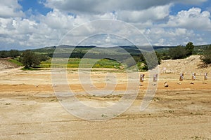 Outdoor shooting range, IDF soldiers training zone, targets, nature background photo