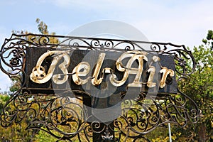 Outdoor sign stating Bel-Air in California photo