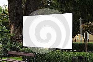 Outdoor Signage Mockup in Urban Setting - Empty White Billboard for Customization