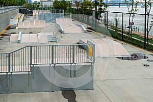 outdoor skatepark with blue sky