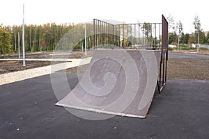 Outdoor skatepark with various ramps