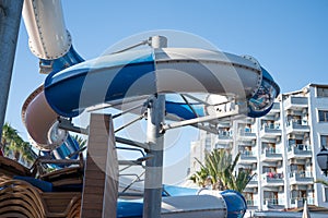 outdoor spiral water slide, close up