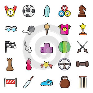 Outdoor Sports Doodle Icons Pack