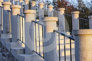 Outdoor staircase with amazing fence designed by architect Plecnik