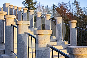 Outdoor staircase with amazing fence designed by architect Plecnik