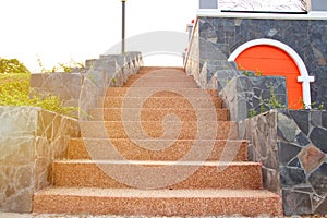 Outdoor staircase, cemented upstairs,