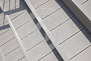 Outdoor staircase made with gray composite deck