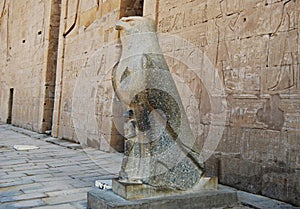 Outdoor statue of Horus at the Temple of Edfu, Nubia, Egypt