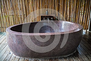 Outdoor stone bathtub