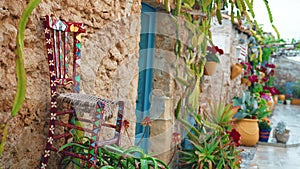 Outdoor street of Sicily in Italy in a town called Marzamemi