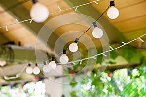 Outdoor string lights hanging on