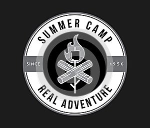 Outdoor summer camp adventure white on black