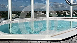 An outdoor sundeck on a cruise ship for the Haven Suite guests on the Norwegian Cruise Lines