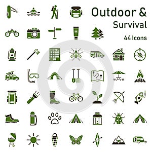 Outdoor and survival - icon set