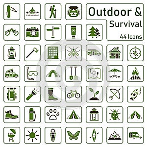 Outdoor and survival - icon set