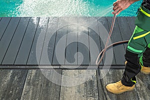 Outdoor Swimming Pool Composite Deck Pressure Washing