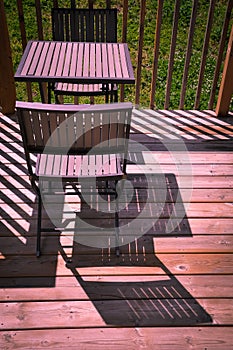 Outdoor table and chairs in the deck