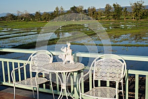 Outdoor table set on terrace