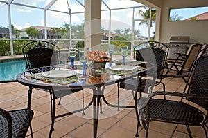 Outdoor table setting for dinner