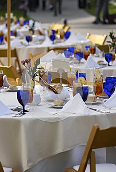 Outdoor tables on hotel terrace