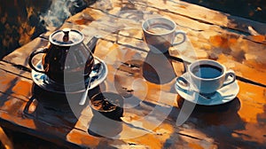 Outdoor Tea and Coffee with sunrise