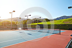 Outdoor tennis court with nobody in Malibu